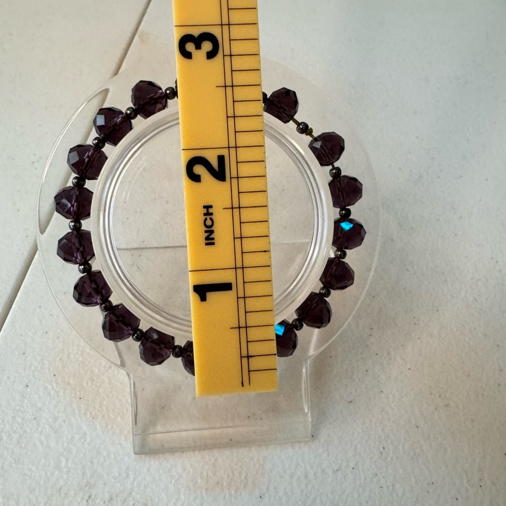 Elegant‎ Purple Faceted Beaded Bracelet Stretch Costume Bling - Picture 4 of 4